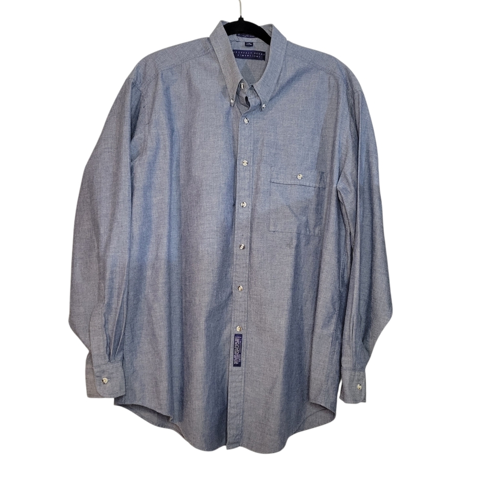 Geoffrey Beene Dimensions men's blue button down top 34/35 100% cotton